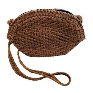 Vintage De Vecchi Hamilton Hodge brown basketweave leather Italian crossbody bag